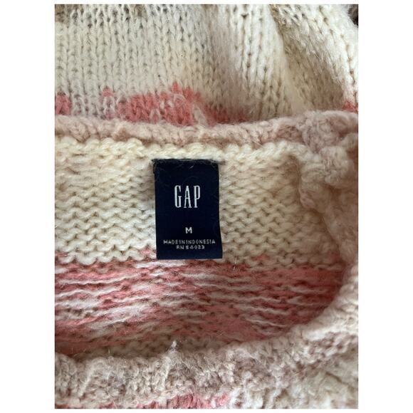 Gap Fair Isle long sleeve knit sweater pink patterned wool mohair blend medium - Picture 3 of 4